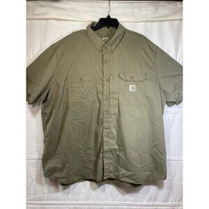 Carhartt Force Shirt Men's 4XL Button Up Short Sleeve Green Relaxed Fit Big Tall